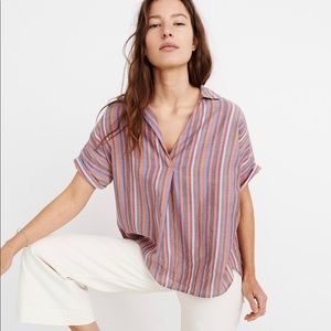 Madewell Courier Button-Back Shirt Rainbow Stripe